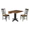 International Concepts 36 in. Solid Wood Square Dual Drop Leaf Dining Table with 2 Chairs in Hickory/Washed Coal K45-36SDP-C10-2 - alternate 5
